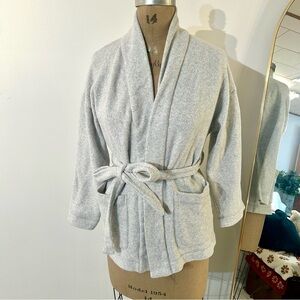 Haven Well Within Cozy Fleece Gray Belted Kimono Style Cardigan Sz S